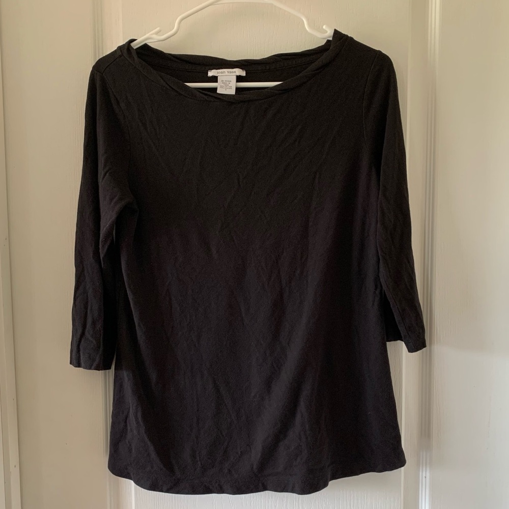 Joan Vass 3/4 sleeve black top